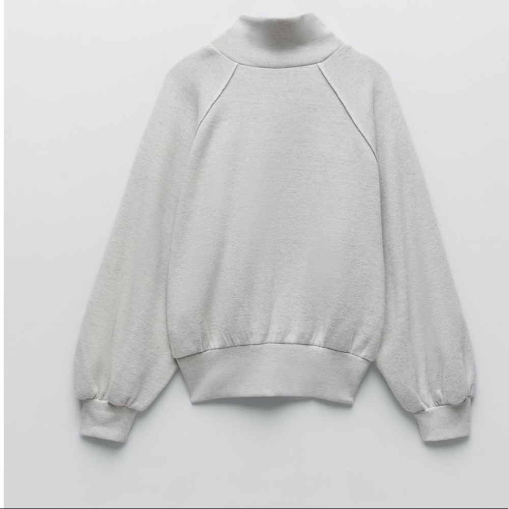 Zara Plush Balloon Sleeve Sweatshirt